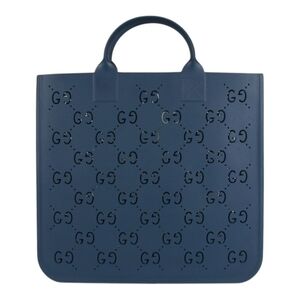 Gucci GG Supreme Logo Blue Rubber Tote Bag NWT